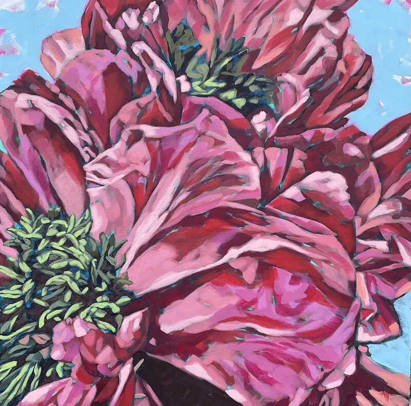 Akrylmålning Peony av Annette Hemstadius