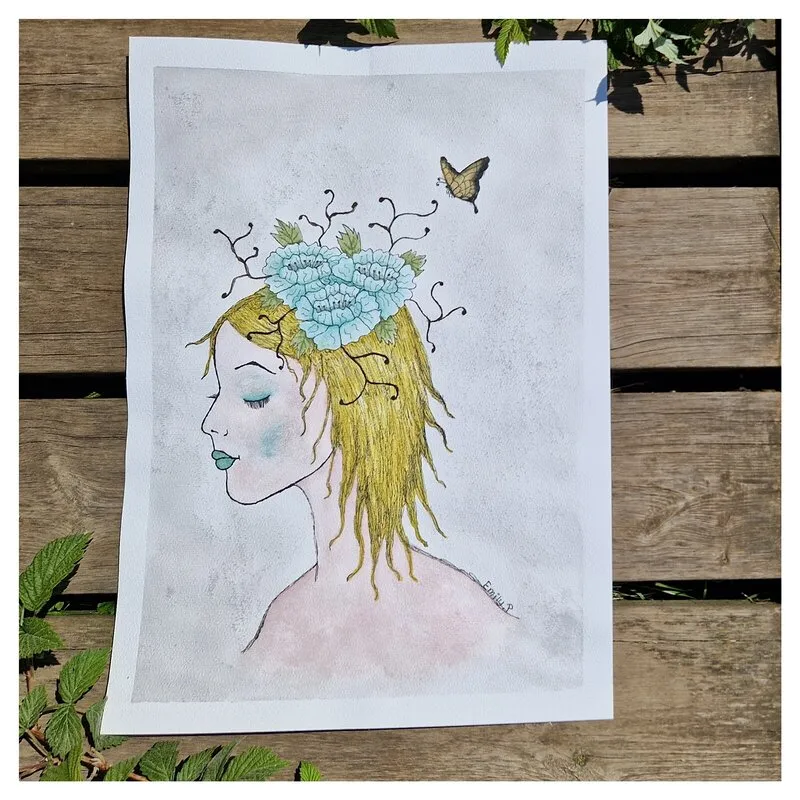 Akvarell Lady spring av Emily Prytz