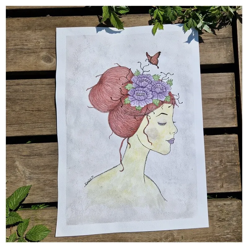 Akvarell Lady autumn av Emily Prytz