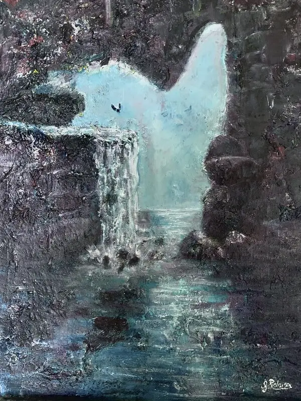 Akrylmålning Klippan av Gunilla Palusa
