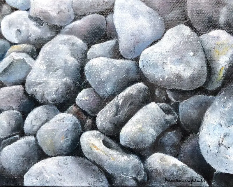 Oljemålning Smekta av havet av Helen Boreson Holmberg