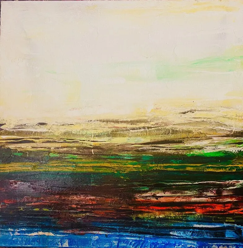 Oljemålning Calm the meadow av Omid Ghorab Art