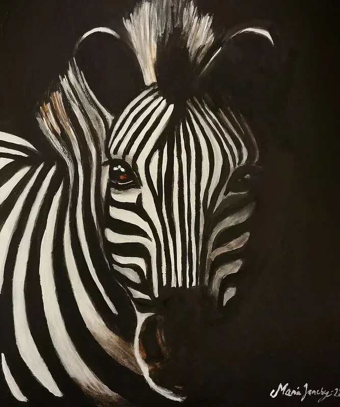 Akrylmålning Zebra av Maria Joneby