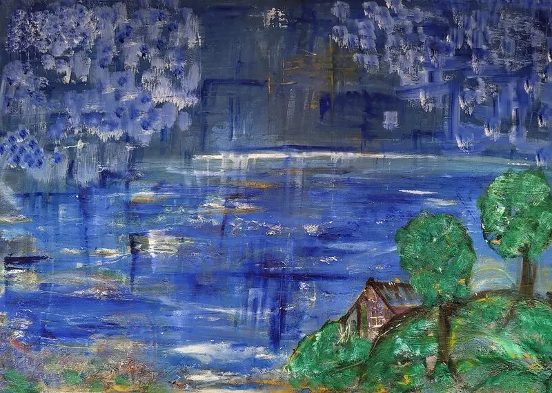 Oljemålning Blå av Carin Munther