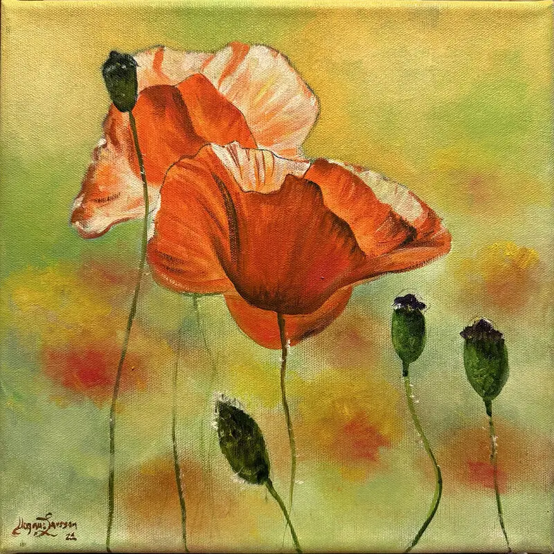 Oljemålning Vallmo av Magnus Larsson