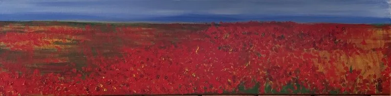 Akrylmålning Vallmo av Katrin Berglund Karlsson