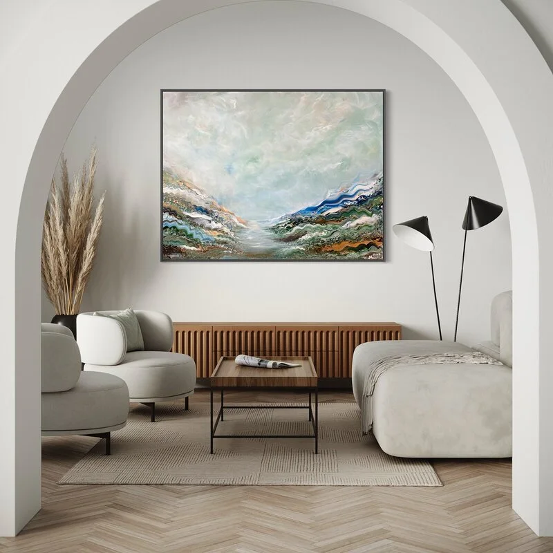 Emerald Valley | Stor abstrakt grön tavla av Artbymiss.j