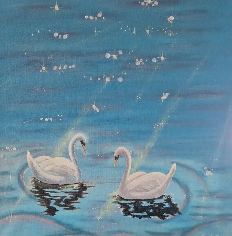 Akrylmålning Mr and Mrs Swan av Pia K. Egeriis