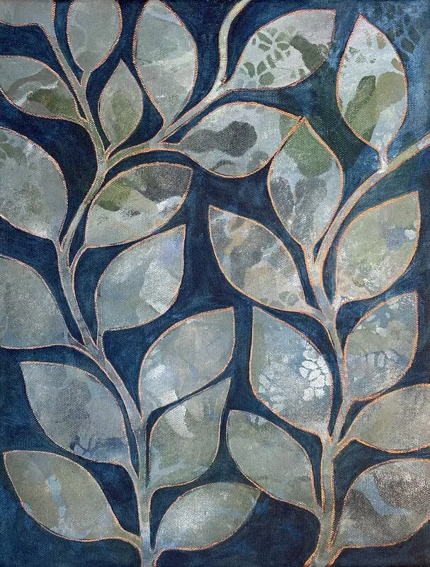 Akrylmålning Bladverk av Lotta Wallin Persson