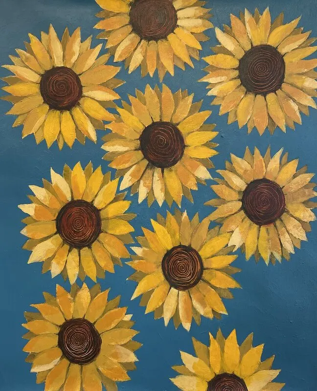 Akrylmålning Solrosor av Lotta Wallin Persson