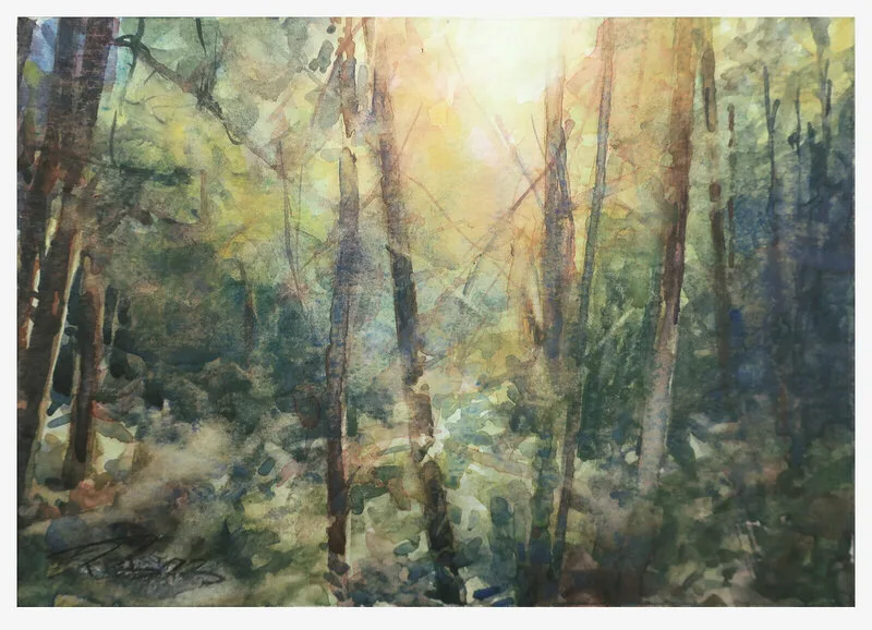 Akvarell En djungel runt knuten av Petter Brorson Edh