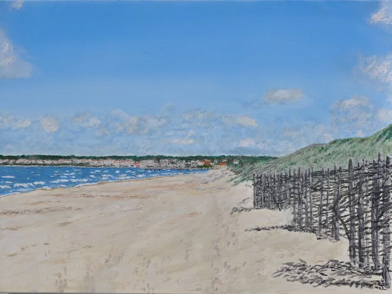 Oljemålning Stranden mot Skälderviken av Karl-Erik Svensson