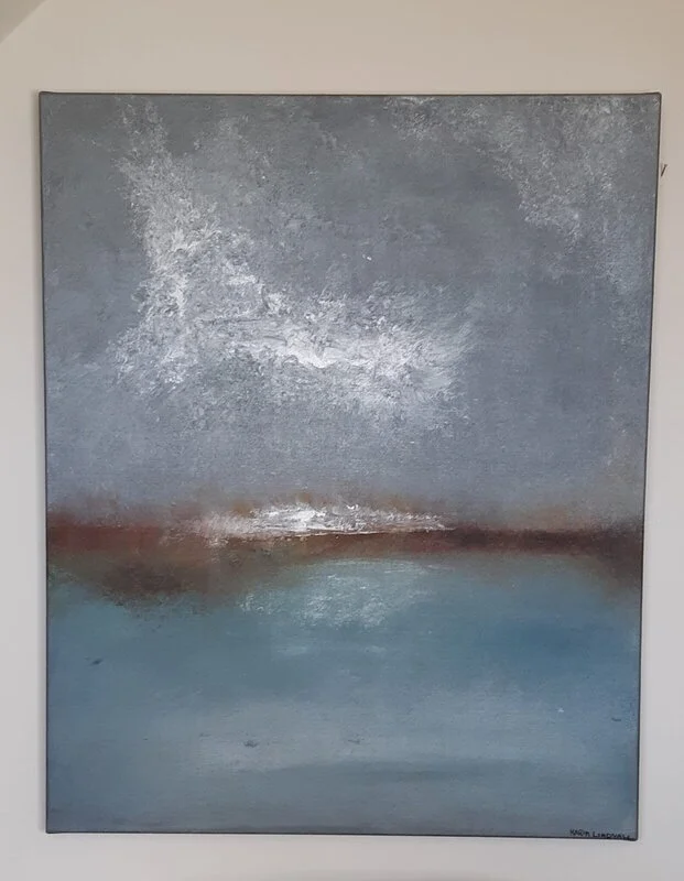 Akrylmålning Dusty blue av Karin Lindvall