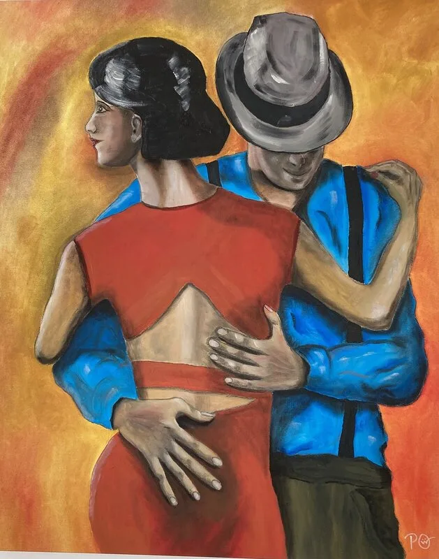 Oljemålning Shall we dance av Per-Olof Winberg