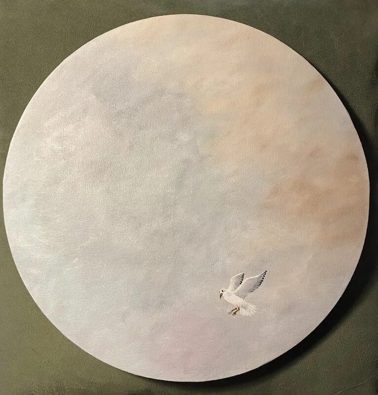 Akrylmålning Cloudy rund av Anneli Bendius