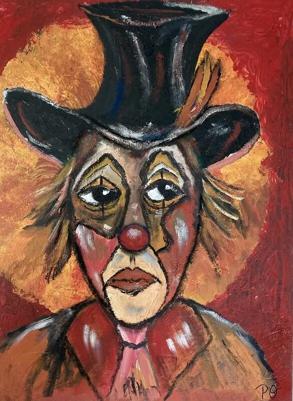 Akrylmålning Clown av Per-Olof Winberg