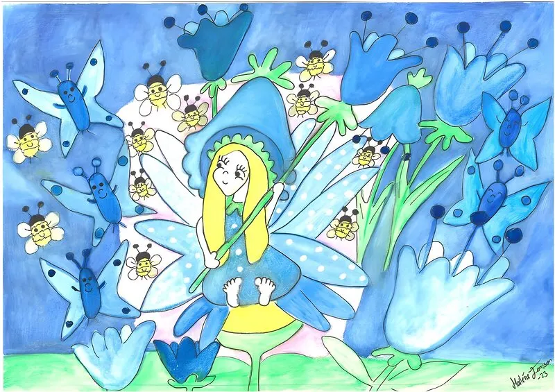 Akvarell Flowergardencollection Blåklocka av Marlene Jonsson