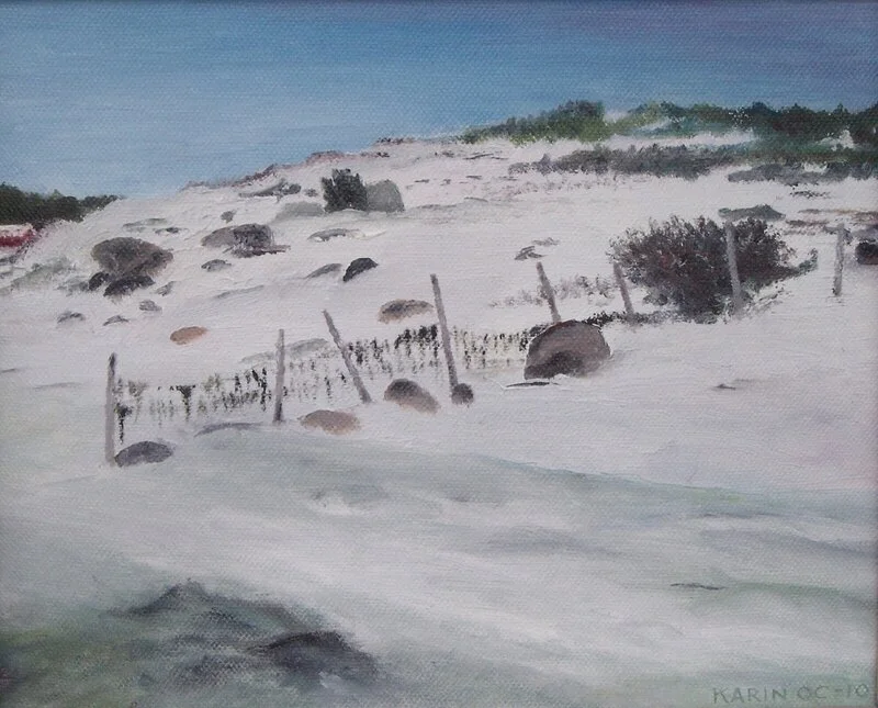 Oljemålning Vinter i kalkebacken av Karin Olander Carlson