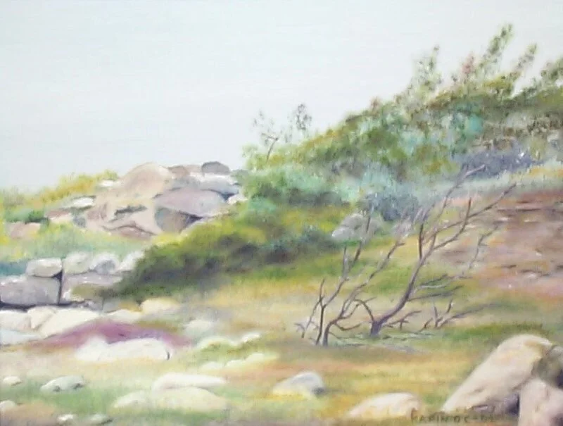 Oljemålning Stenar vid Tången av Karin Olander Carlson