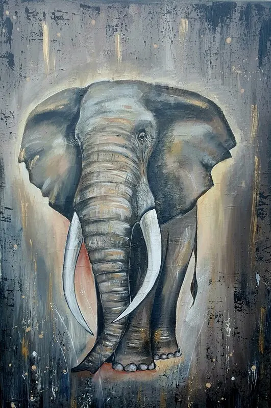 Akrylmålning Elefant av Ingrid Alm
