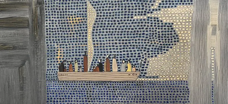 Akrylmålning Skeppet till himlen av Vivianne Otsa