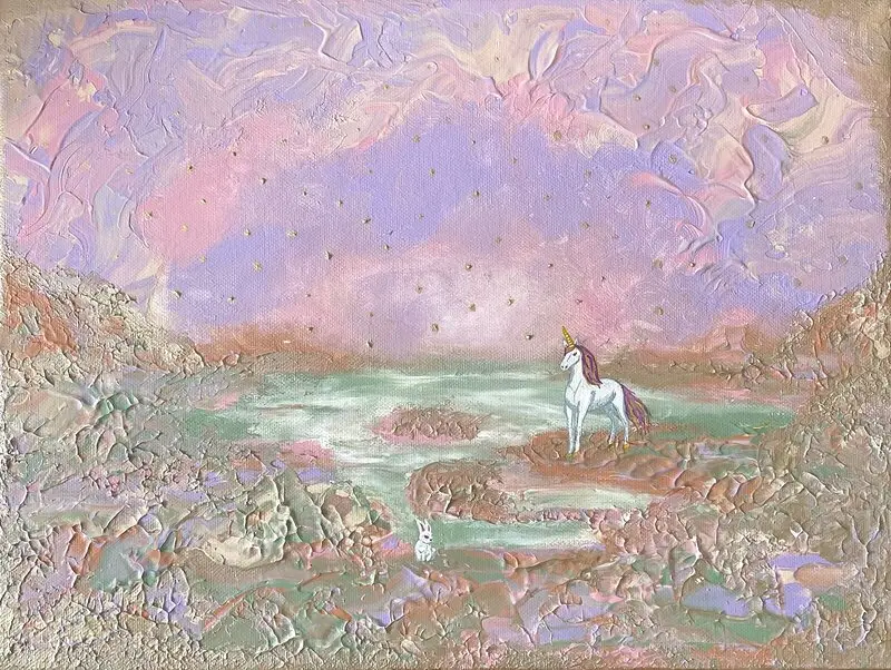 Akrylmålning Unicorn Dreams av Ket Belik