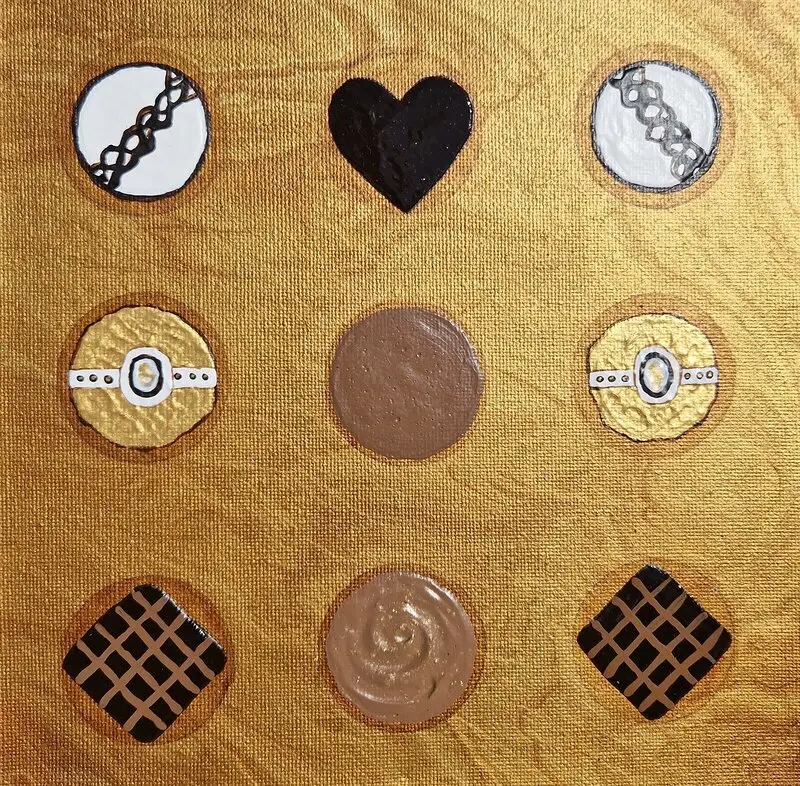 Akrylmålning Chocolate in a golden box av Pauline Axner Neroth