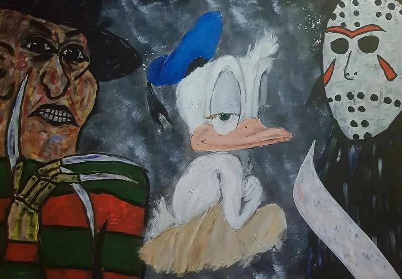 Akrylmålning Popart 2) Peking duck with soy sause av Fredrik Bülow