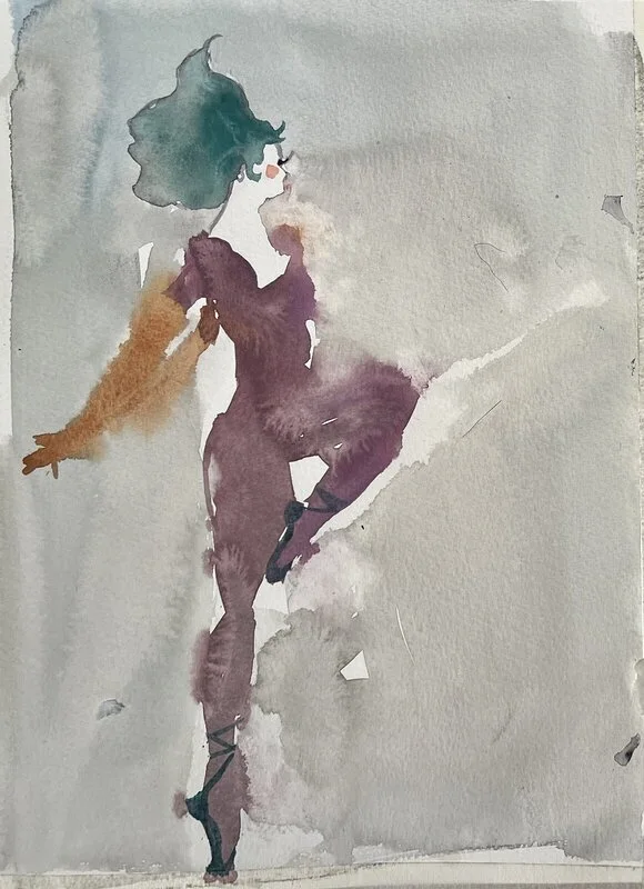 Akvarell Clownballerinan Hedwig 1924 av Jessica Fleetwood