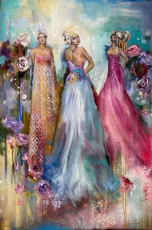 Akrylmålning Bland blommor av Anna-Lena Johansson