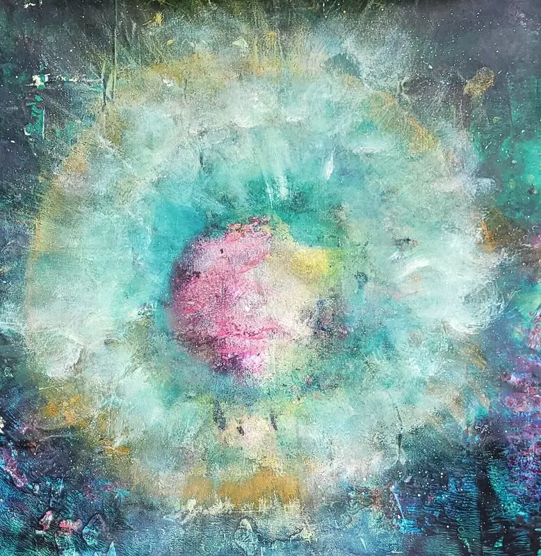 Akrylmålning Rymdljus av Ylva Berglund