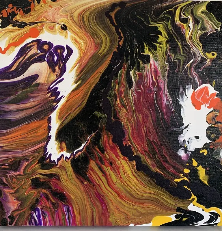 Akrylmålning Fluid painting av Sima Zangiabadi