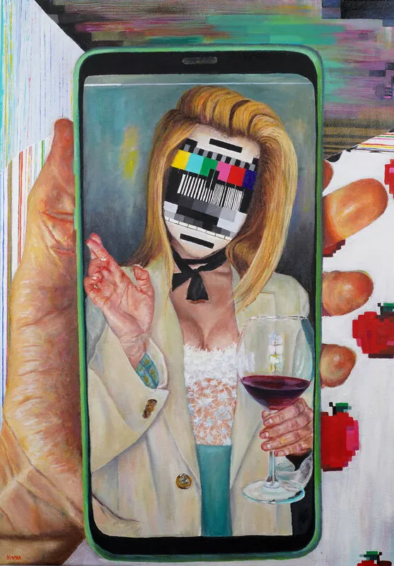 Akrylmålning Error in Eve's Story av Alona Kirichenko