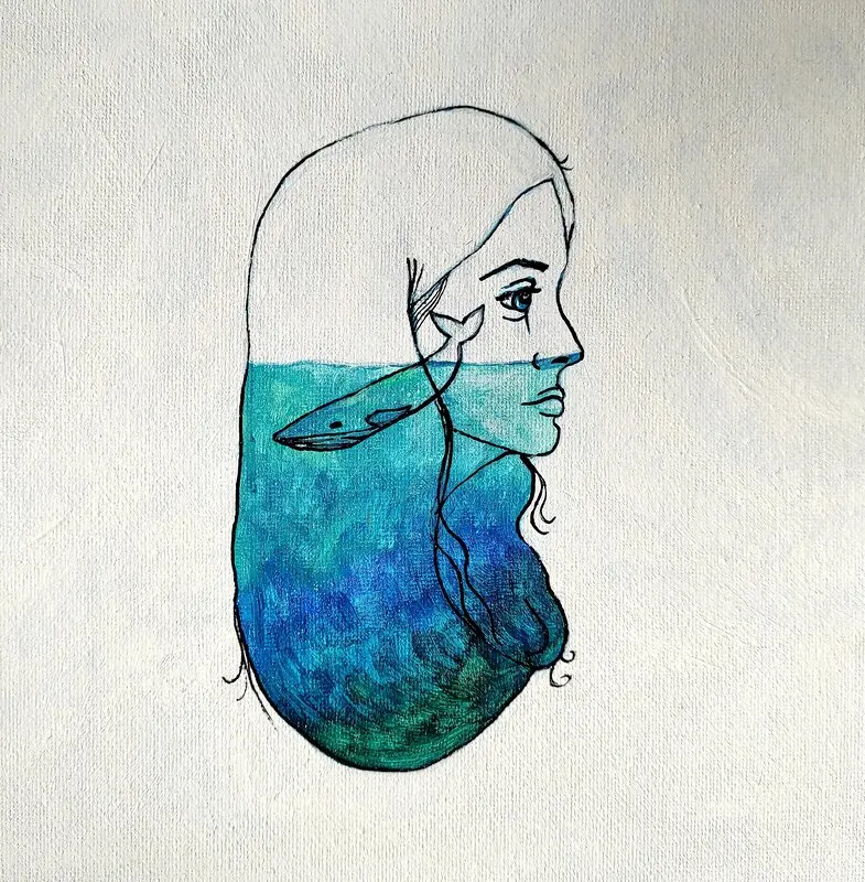 Akrylmålning Blue av Elin Larsson