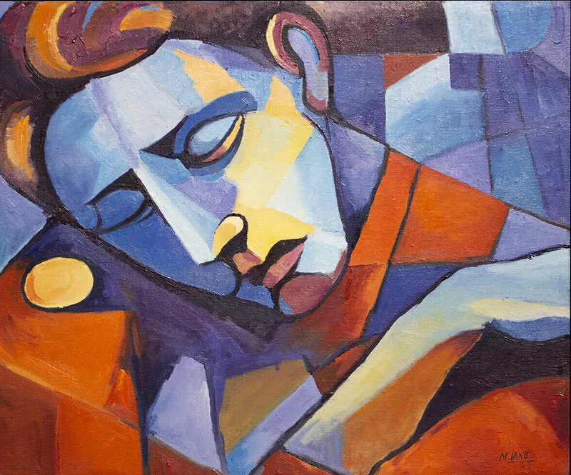 Oljemålning The sorrowful stare av Moustafa Jano
