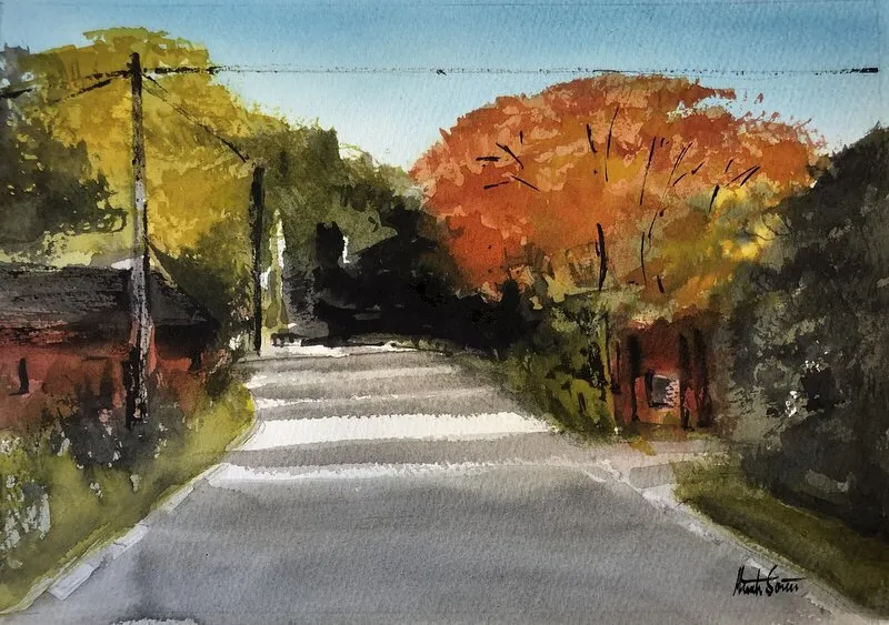 Akvarell Vibrant autumn av Märith Sovin