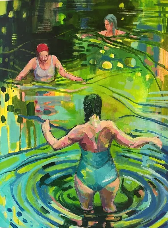 Akrylmålning Lake swimmers av Katie Dalros-Bingham