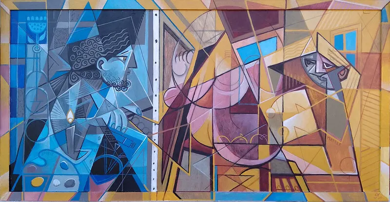 Akrylmålning Painter and Model #3 av Stefan Nyman