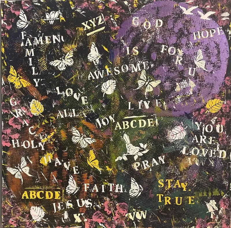 Akrylmålning Scripture av Helen Lidman, Inspirationslabbet