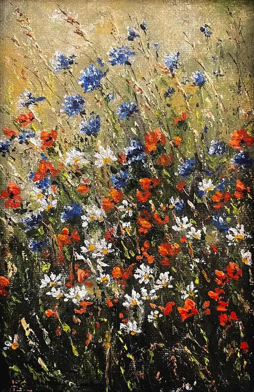 Oljemålning Sommarblommor av Helen Boreson Holmberg