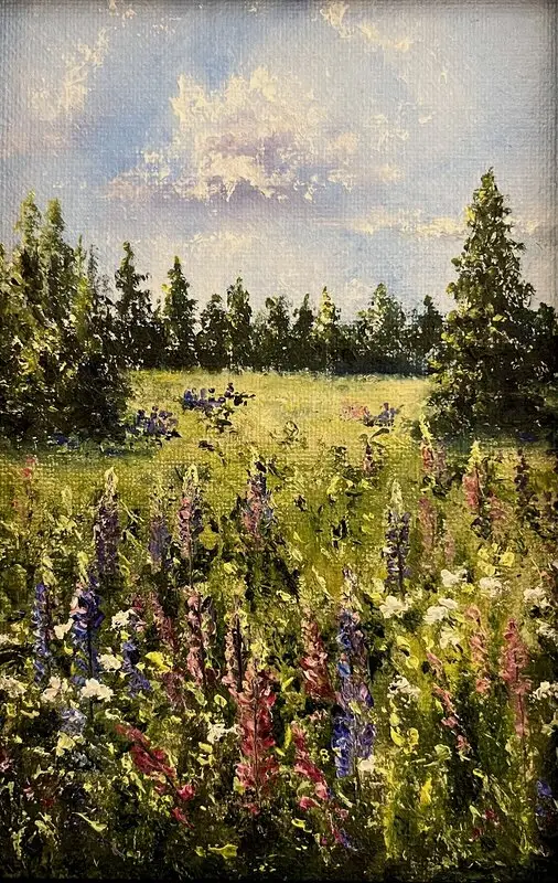 Oljemålning Sommarblommor III av Helen Boreson Holmberg