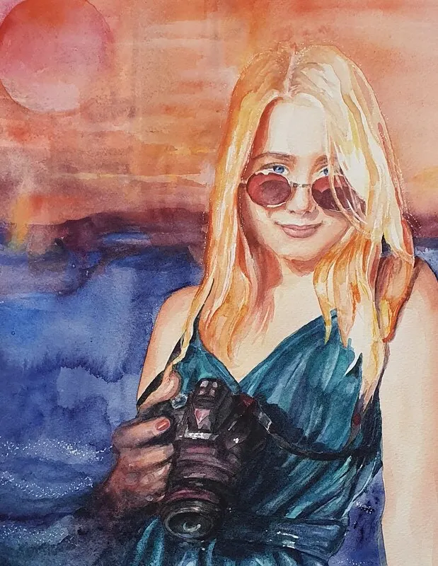 Akvarell Beställningsjobb 2023 av Molly, Monika Hellgren