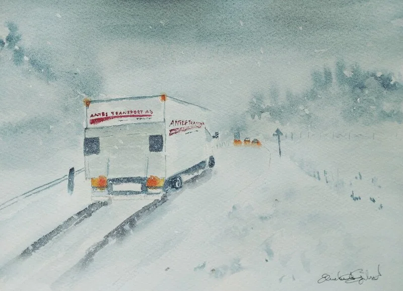 Akvarell På väg mot Härnösand av Elisabeth Sjölander