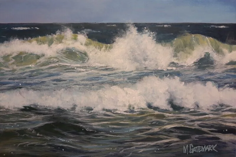 Akrylmålning Skummande hav av Magnus Gatemark