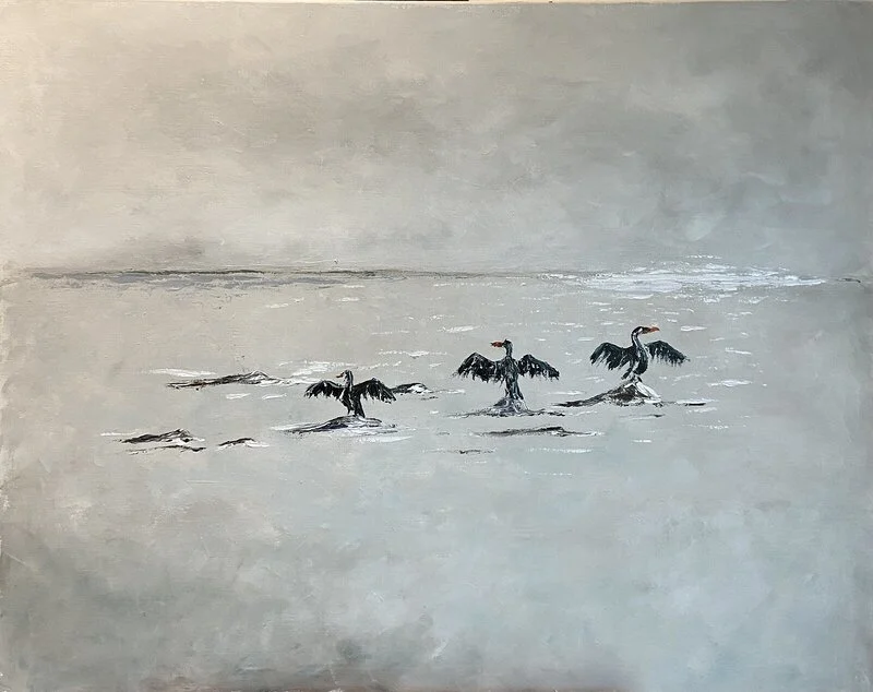 Oljemålning Ålakråkorna av Jeanette Krantz Adner