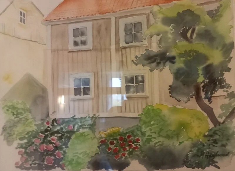 Akvarell Gränna, Brahegatan av Monica Haglund