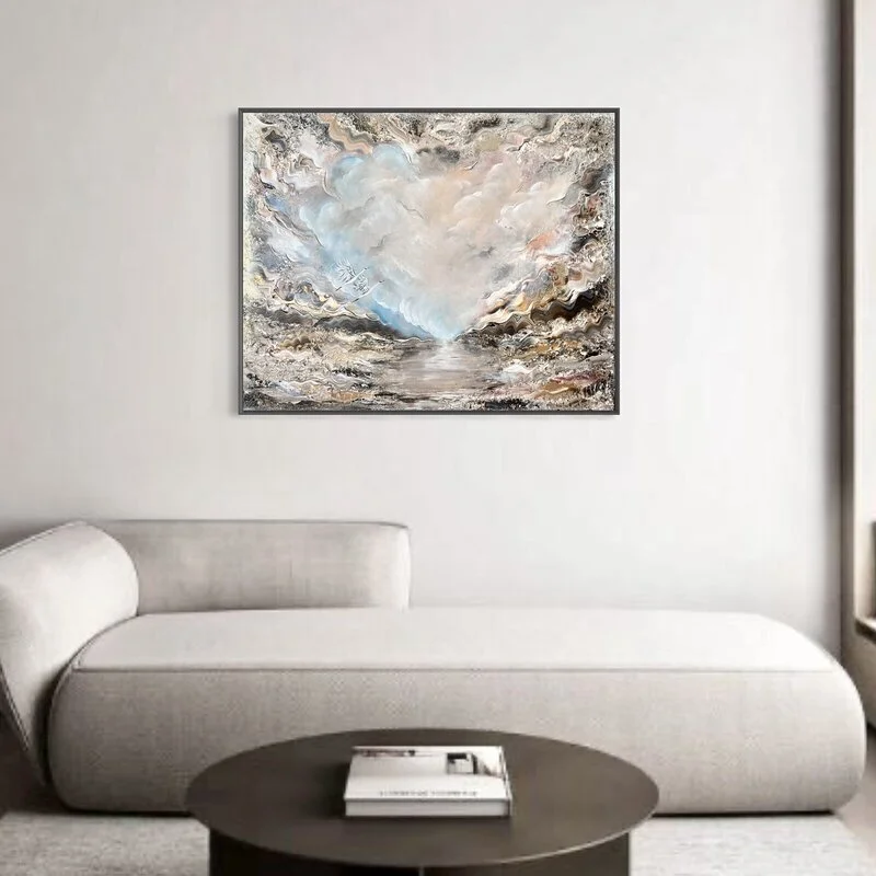 Fly above the clouds | Beige abstrakt tavla av Artbymiss.j