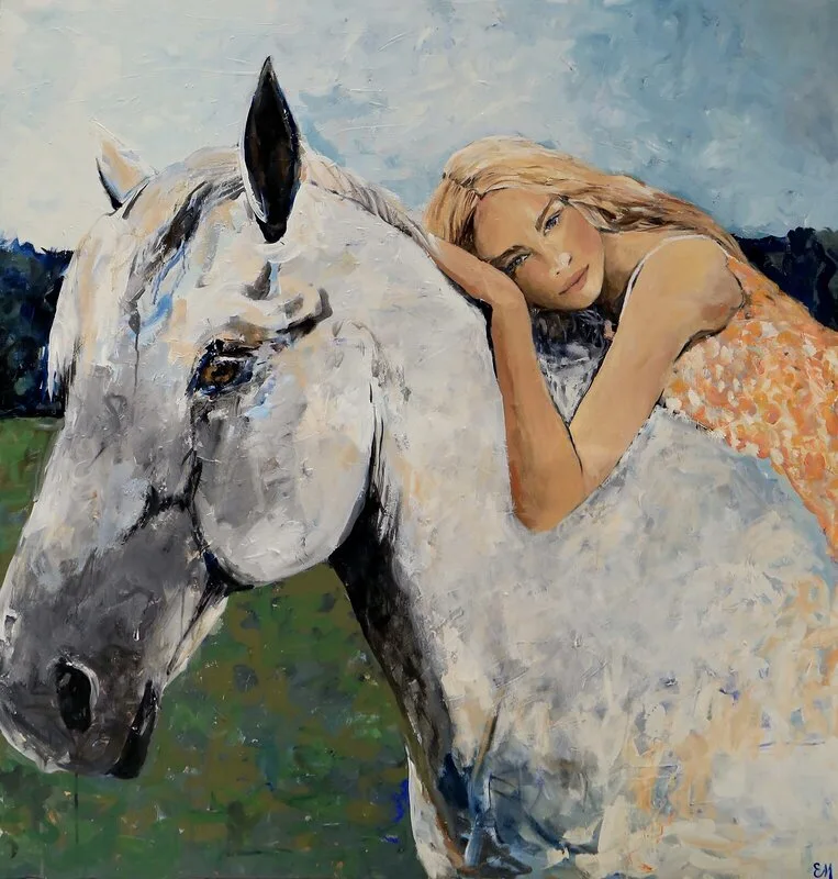 Oljemålning Running from daylight av Emma Malm