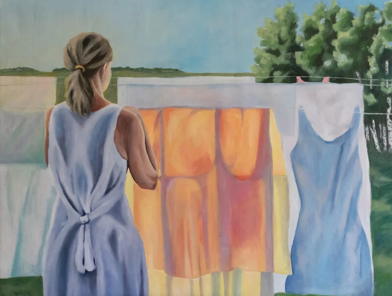 Oljemålning Laundryday av Sonja Mäkelä