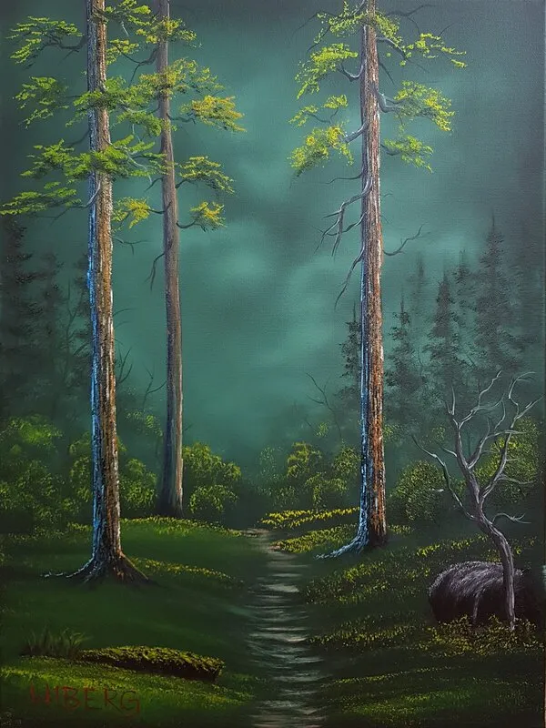 Oljemålning 22.13. Silent Forest av Anders Wiberg